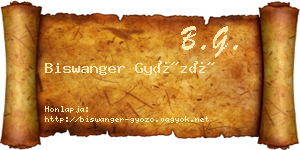 Biswanger Győző névjegykártya